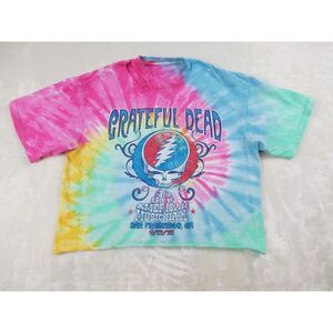 Grateful Dead Shirt Womens Medium Pink Tie Dye Crop Concert Music Rock Ladies